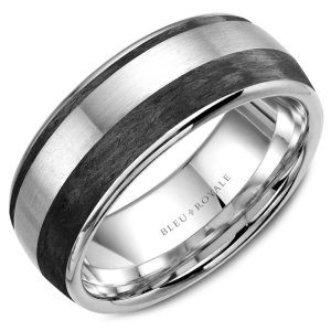White/Black 14 Karat Satin Dome Ring Width 8.5 mm 
Size: 10