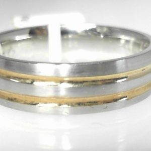 Yellow/White 10 Karat Satin Band Ring 
Size: 10 
Gram Weight 6.07 gr