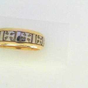 Yellow/White 14 Karat Polished Band Ring Width 7.2 mm 
Size: 10 
Gram Weight 9.27 gr