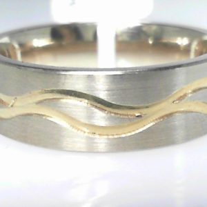 Yellow/White 10 Karat Satin Band Ring 
Size: 10 
Gram Weight 9.25 gr