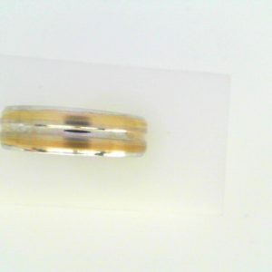 Yellow/White 10 Karat Satin Band Ring 
Size: 9.5 
Gram Weight 5.23 gr