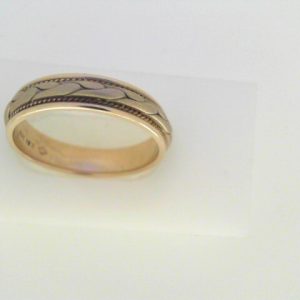 Yellow/White 10 Karat Satin Band Ring 
Size: 10 
Gram Weight 4.51 gr