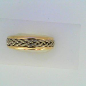 Yellow/White 14 Karat Satin Band Ring 
Size: 10 
Gram Weight 6.98 gr