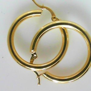 Yellow 14 Karat Polished Medium Hoop Earring Width 3.5 mm 
Gram Weight 2.6 gr
