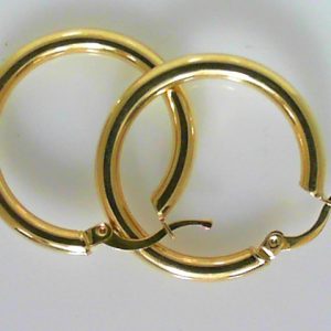 Yellow 14 Karat Polished Medium Hoop Earring Width 3 mm 
Gram Weight 2.58 gr