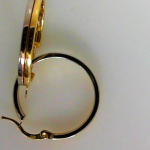 Yellow/White 14 Karat Polished Medium Hoop Earring 
Gram Weight 2.61 gr