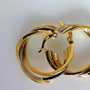 Yellow/White 14 Karat Polished Medium Hoop Earring 
Gram Weight 3.67 gr