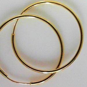 Yellow/White 14 Karat Polished Medium Hoop Earring Width 1.5 mm 
Gram Weight 2.49 gr 
Length 36 mm