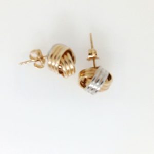 Yellow/White 14 Karat Polished Stud Estate Earring 
Gram Weight 2.63 gr