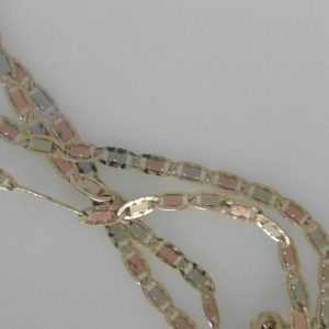 Rose/White/Yellow 10 Karat Polished Fancy Link Chain 
Length 18 in 
Gram Weight 7.5 gr