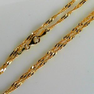 Yellow 14 Karat Diamond Cut Twist Chain Width 2 mm 
Length 17 in 
Gram Weight 3.42 gr