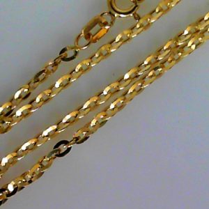 Yellow 14 Karat Polished Cable Link Chain 
Length 15 in 
Gram Weight 3.59 gr