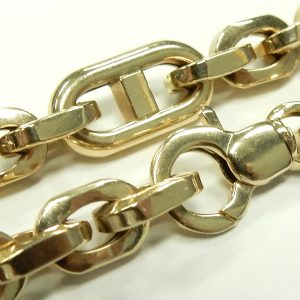 Yellow 14 Karat Polished Marine Estate Chain Width 7 mm 
Length 24 in 
Gram Weight 20.2 gr