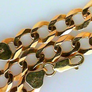 Yellow 14 Karat Polished Curb Estate Bracelet Width 8 mm 
Length 8 in 
Gram Weight 11.4 gr